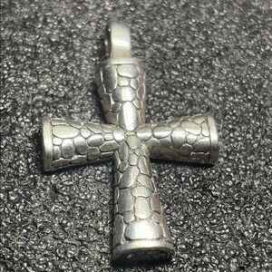 Silver Textured Cross Pendant
